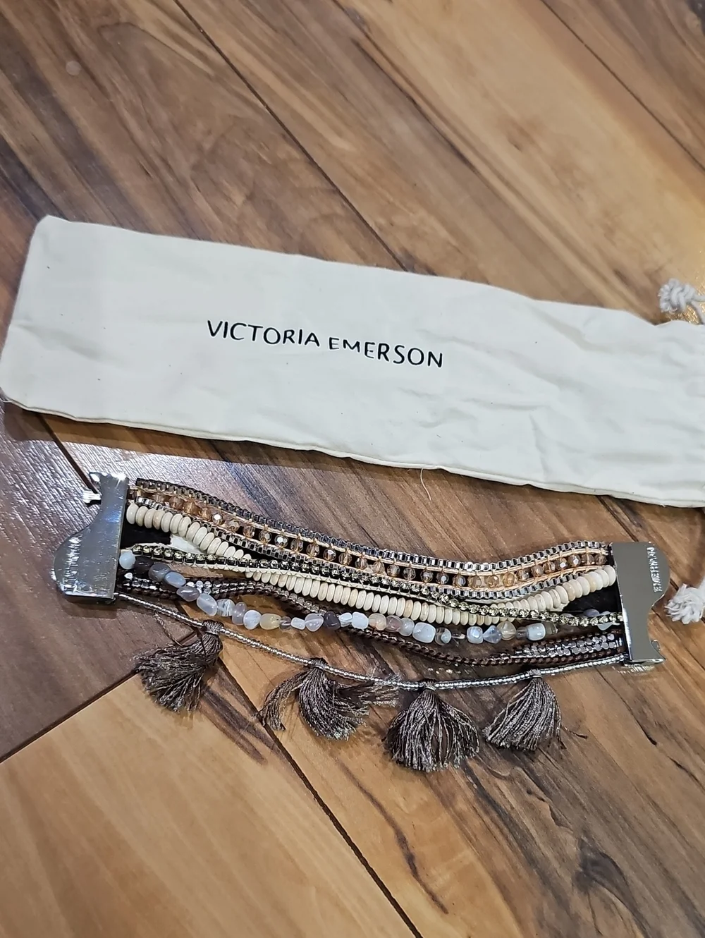 Victoria Emerson Neutral Multi-Strand Tassel Bracelet